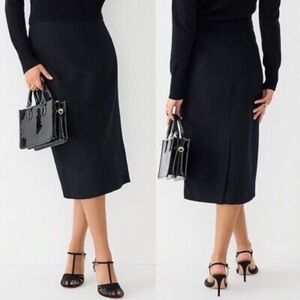 NWT J. Crew No. 3 100% Super 120s Wool Telegraph Midi Black Pencil Skirt Plus 20